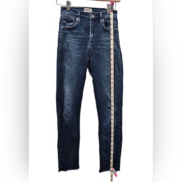 AGOLDE High Rise Raw Hem Crop Skinny Denim Jean Size 24 Dark Wash A018-2022 - Picture 13 of 16
